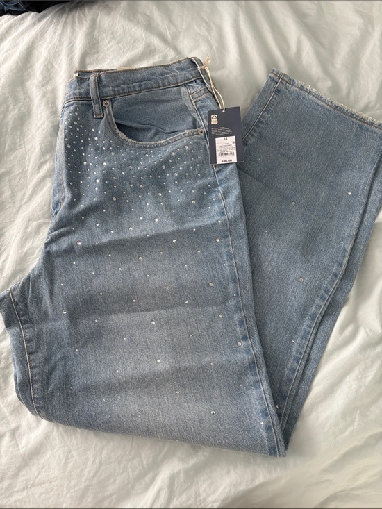Universal Thread Denim - Universal Thread Light Blue Straight-Leg Jeans with Rhinestone Accents
